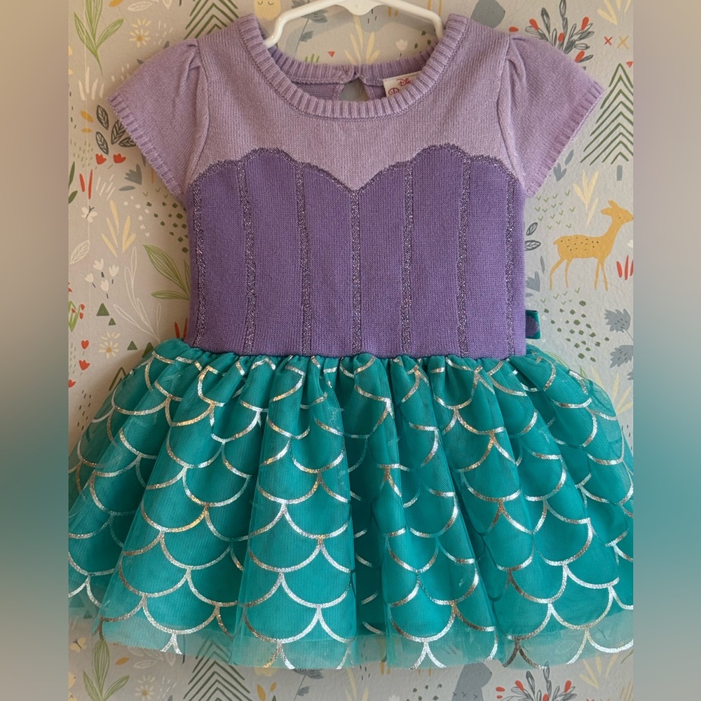 Disney Princess Ariel 12 Month Mermaid Poofy Seashell Tutu Dress Like New!